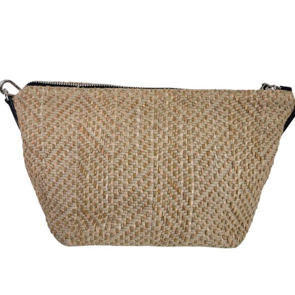 Gianni Chiarini Firenze Straw Bag Tan Woven Shoulder Slouchy Hobo Raffia Leather - Picture 4 of 16